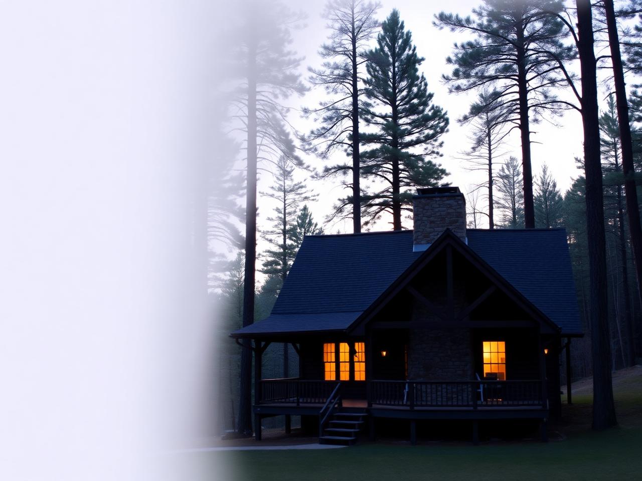 Mountain home at dusk